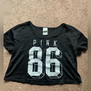 PINK mesh cropped crewneck